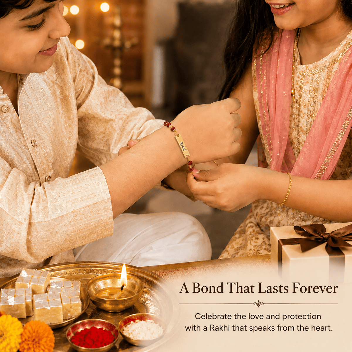 Personalized Rudraksha Rakhi for Brothers | Raksha Bandhan Special