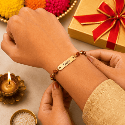 Personalized Rudraksha Rakhi for Brothers | Raksha Bandhan Special